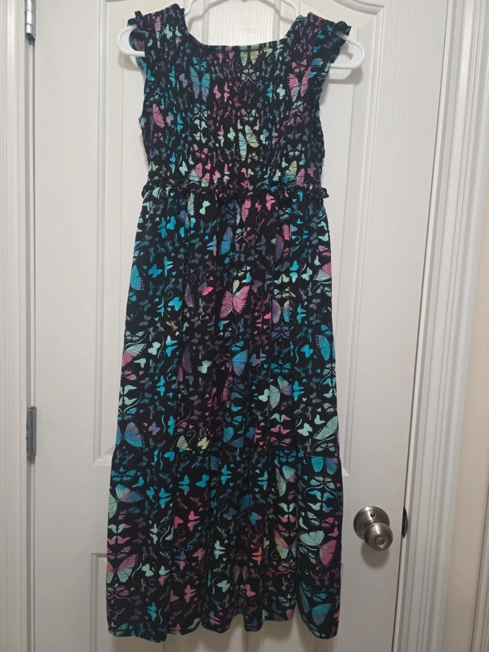 Justice Black Maxi Dress with Multicolor Butterfly Print
